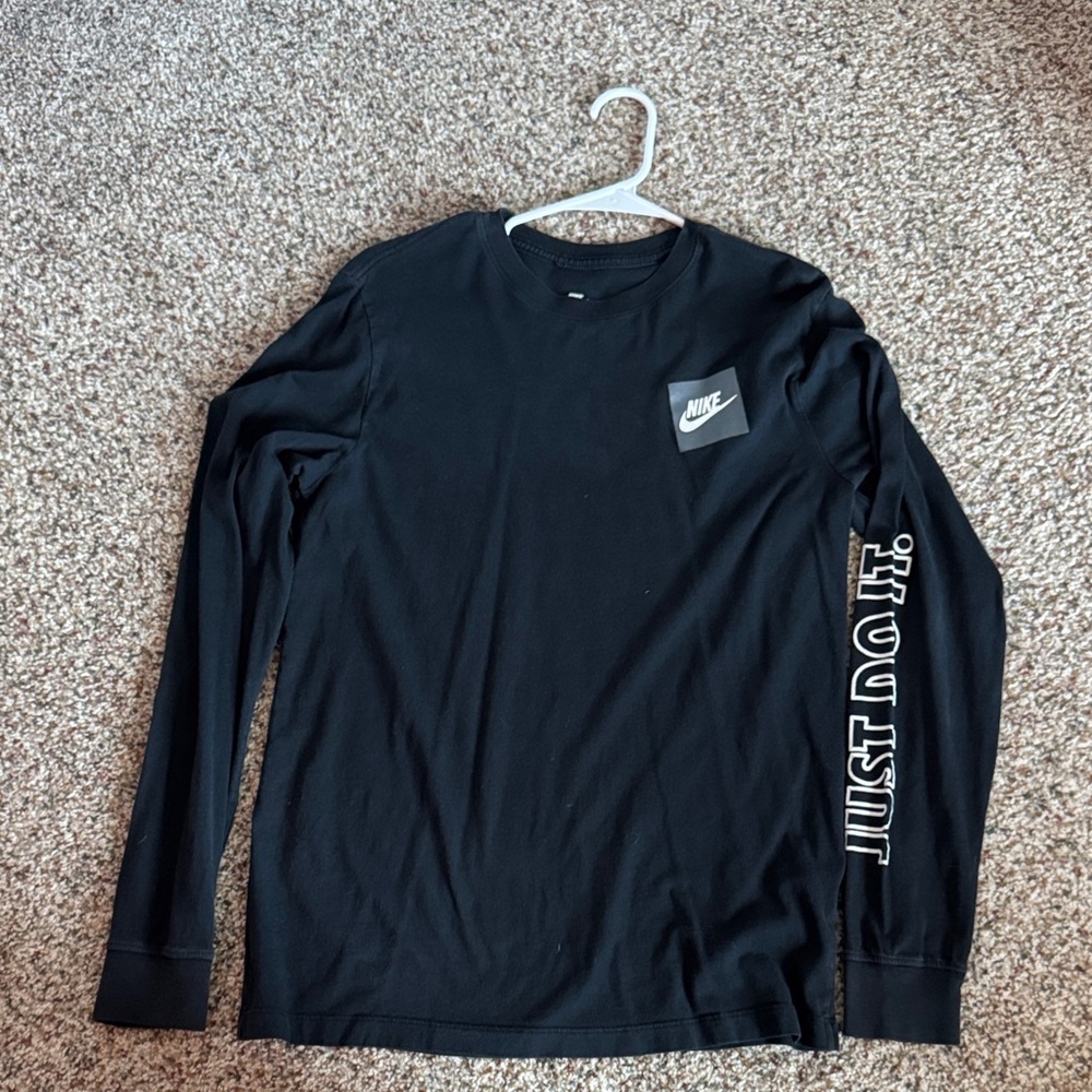 Nike Men's Black Long Sleeve Tee with Logo